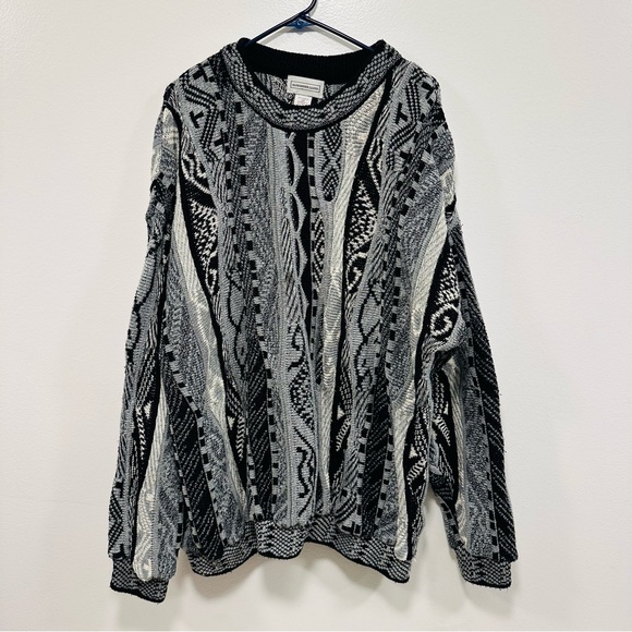 Black and Gray vintage coogi style alexander lloyd Patterned Sweater Size 2X
